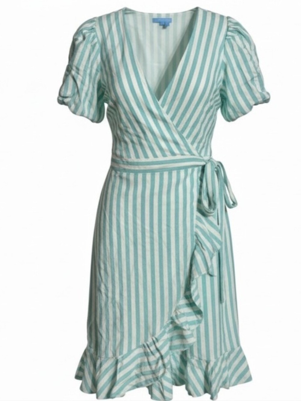 Nwt Draper James rsvp Green And White Stripe Wrap Dress